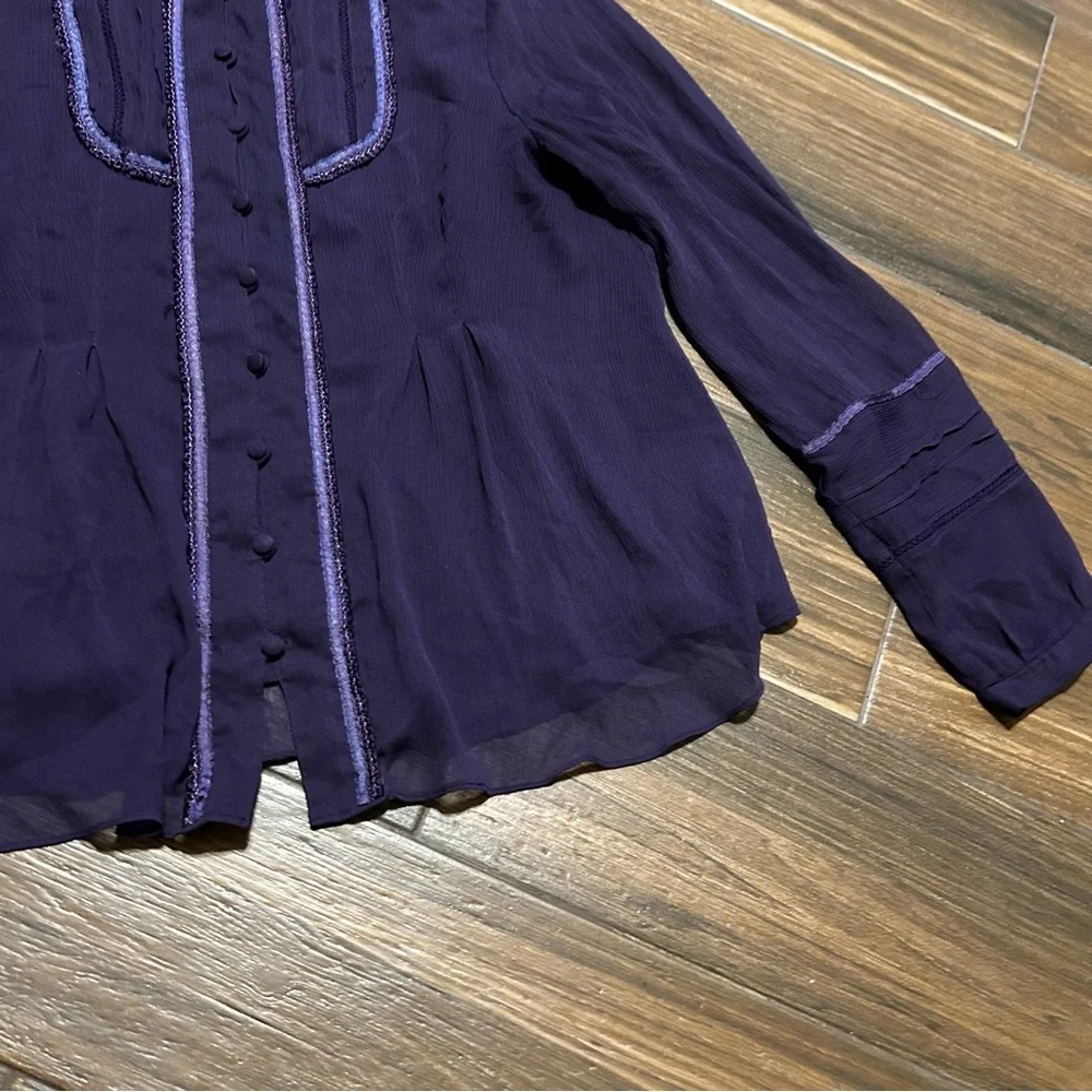 Coldwater Creek Women’s Blouse Medium 10-12 Purple Long Sleeve‎